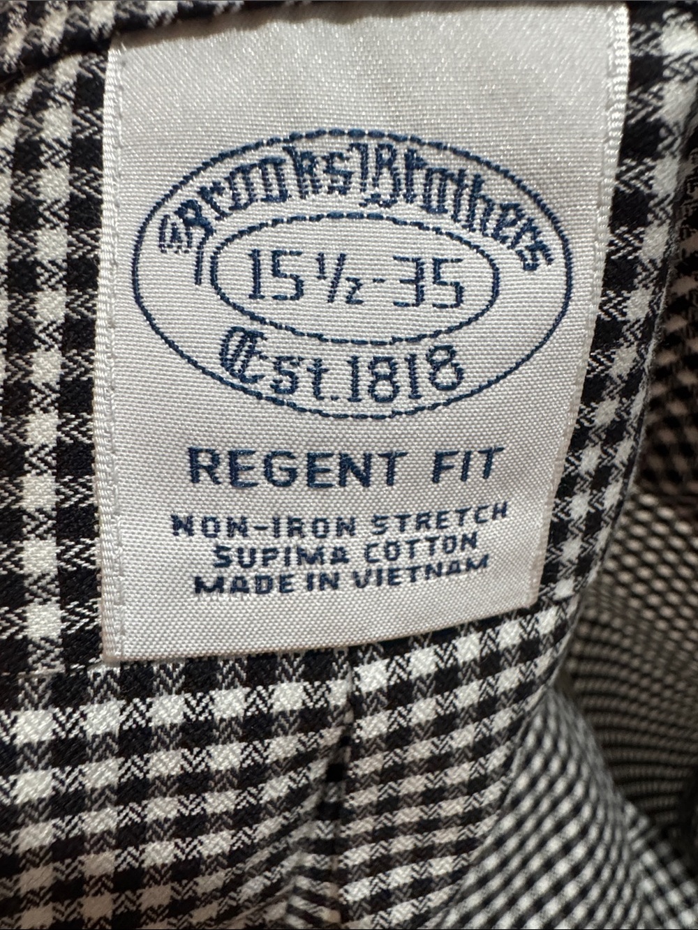 Brooks Brothers Black & White Gingham Button-Down Shirt #586 - Picture 3 of 4